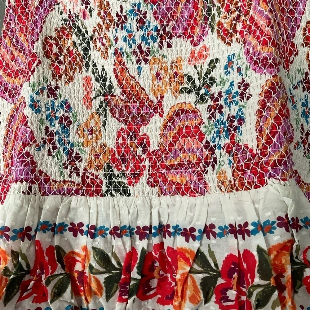 NWOT Farm Rio Spring Bananas Colorful Smocked Mini Skirt Medium